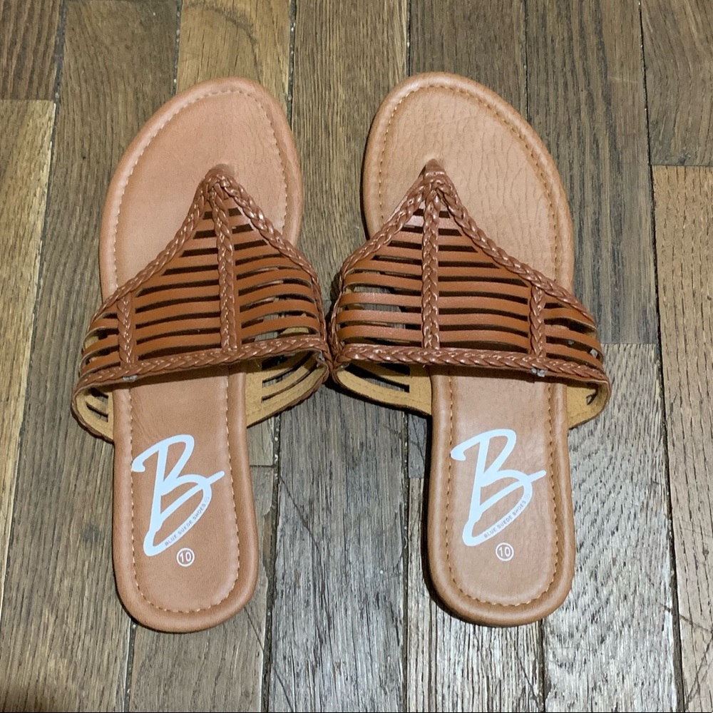 Tan slip on sandals womens size 10